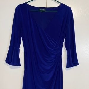 RALPH LAUREN Bell Sleeve V Neck Above Knee Dress